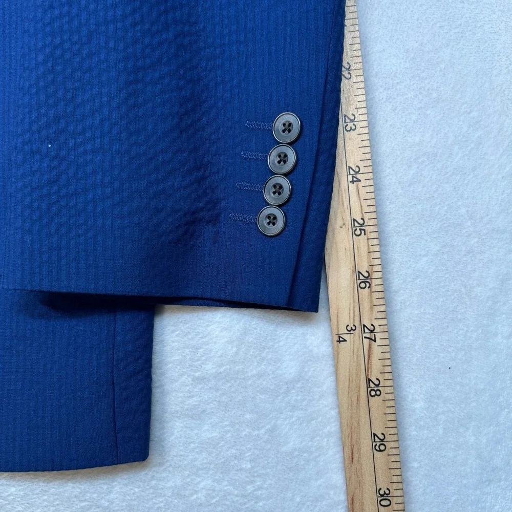 Stafford Textured Sport Coat Mens 46R 46 Blue Classic Fit‎ Cotton Stretch